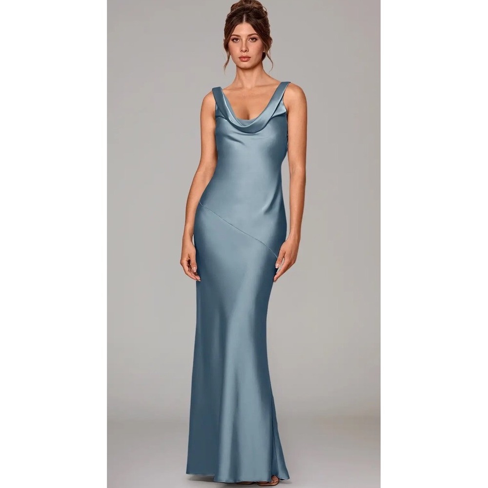 Azazie Rylina Maxi Dress‎ Dusty Blue Size 20 New With Tags